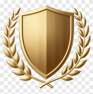 Golden Shield With Laurel Wreath PNG