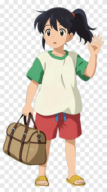 Anime Girl Traveler Waving PNG