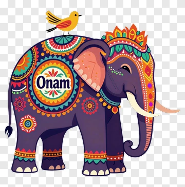 Decorated Elephant With Bird For Onam PNG