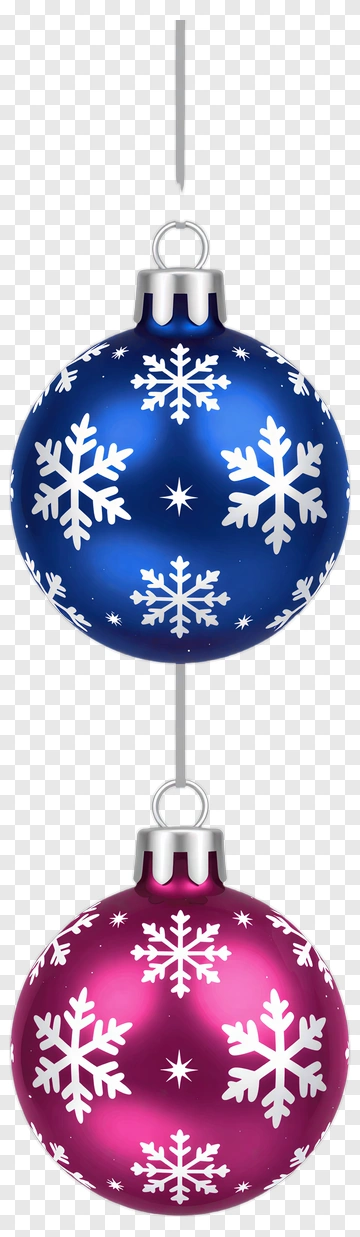 Blue And Pink Christmas Ornaments With Snowflakes PNG