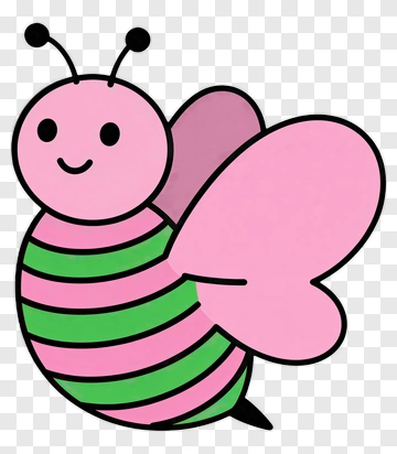 Cute Pink And Green Bee PNG