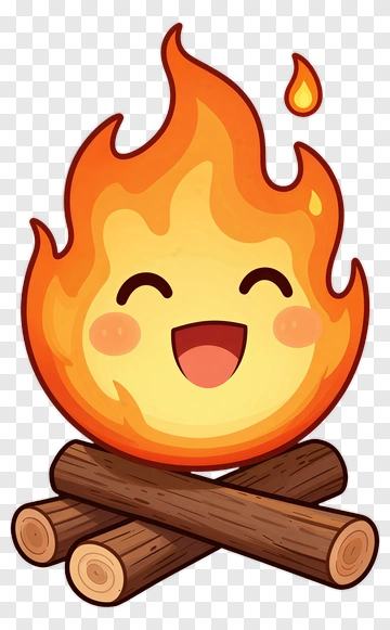 Happy Fire Emoji With Logs PNG
