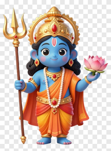 Lord Krishna With Trident And Lotus PNG