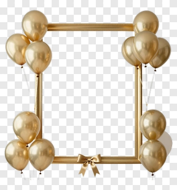 Gold Balloon Frame With Bow PNG
