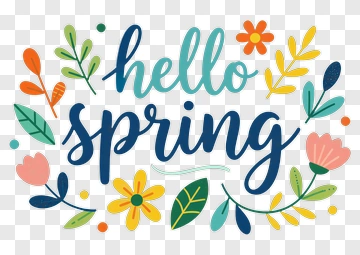 Hello Spring Typography Design PNG