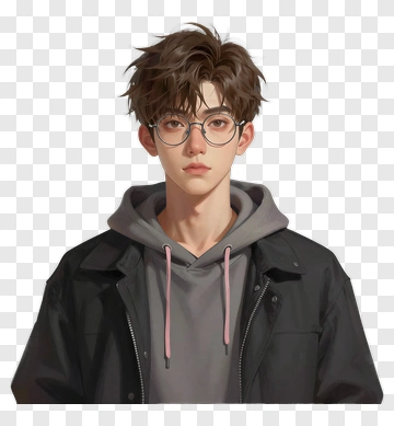 Young Man With Glasses And Hoodie PNG