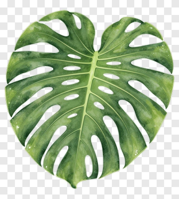 Monstera Leaf Watercolor Illustration PNG