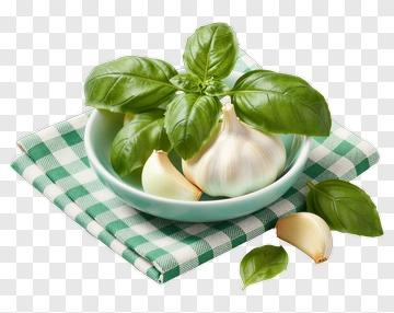 Fresh Basil And Garlic PNG