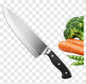 Chef Knife With Fresh Vegetables PNG
