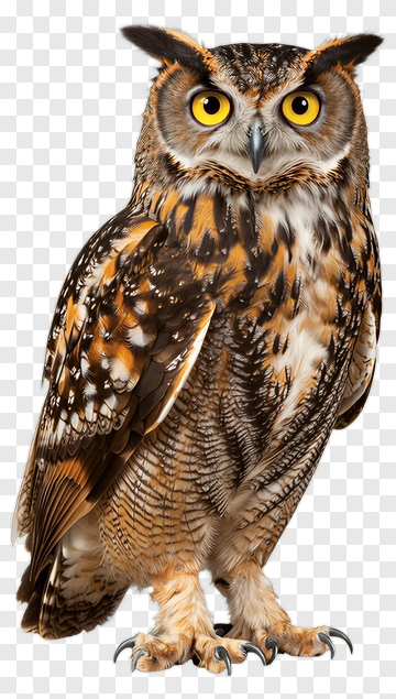 Owl With Striking Yellow Eyes PNG