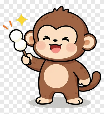 Happy Monkey Holding Dumpling PNG