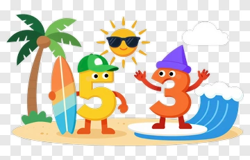 Number Five And Number Three On Beach PNG