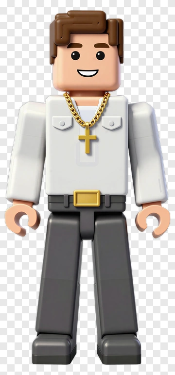 Block Character With Cross Necklace PNG
