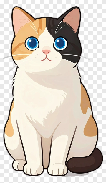 Tricolor Cat With Blue Eyes PNG