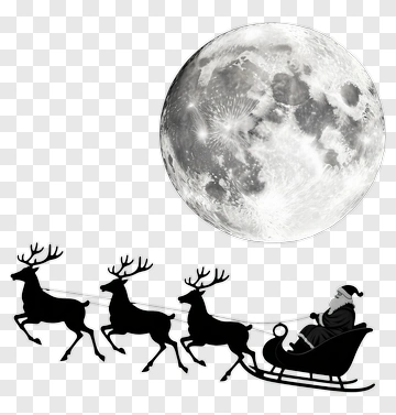 Santa Claus Riding Reindeer Sleigh PNG
