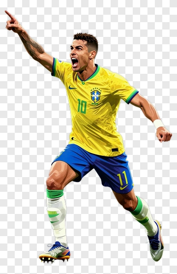 Brazilian Football Player In Action PNG