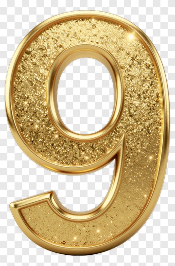 Golden Number Nine With Sparkle Texture PNG