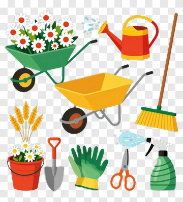Gardening Tools And Supplies Set PNG