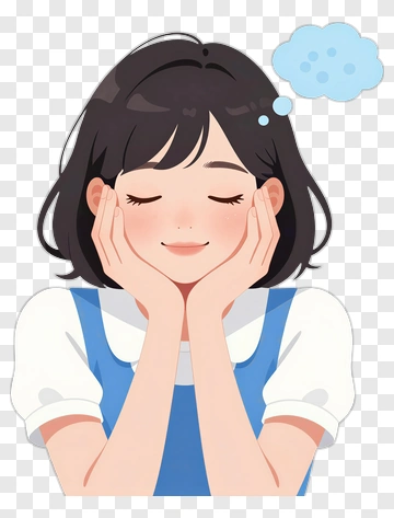 Girl Thinking With Hands On Face PNG