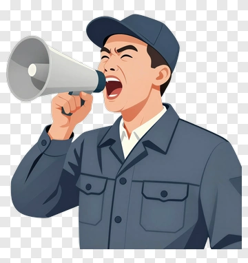 Man Shouting Into Megaphone PNG
