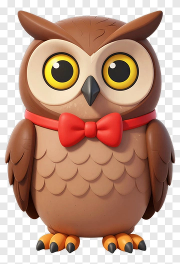 Cute Owl With Red Bow Tie PNG