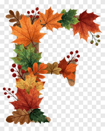 Autumn Letter F With Leaves And Berries PNG