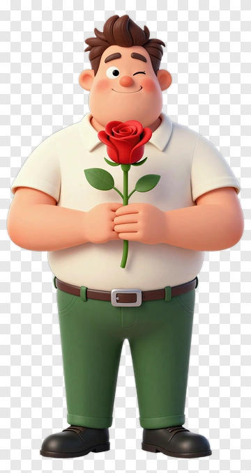 Man Holding A Red Rose PNG