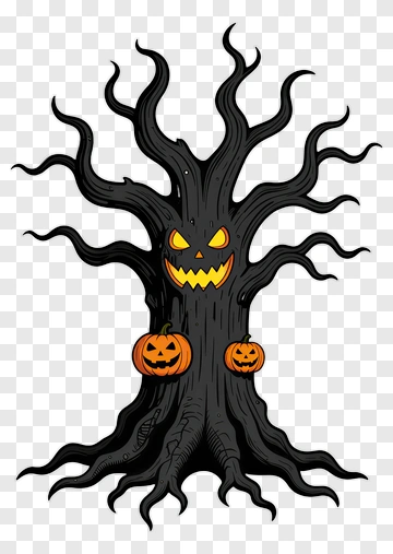 Scary Haunted Tree With Pumpkins PNG