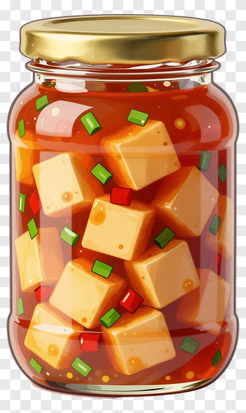 Pickled Tofu In Glass Jar PNG