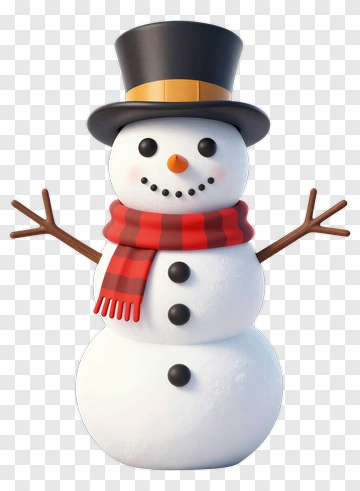 Snowman In Top Hat And Scarf PNG