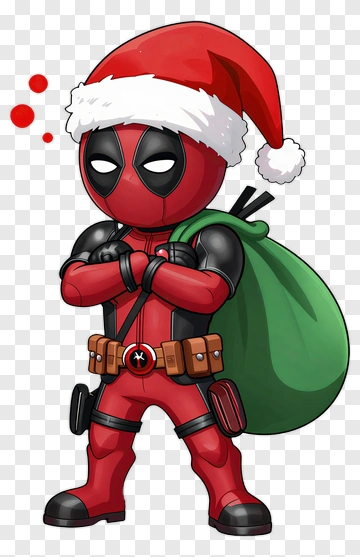 Deadpool In Santa Hat With Christmas Sack PNG
