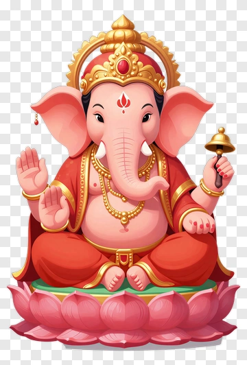 Ganesha In Red And Gold Attire PNG