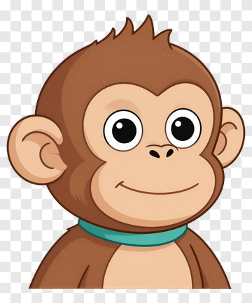 Cute Cartoon Monkey With Teal Collar PNG