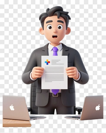 Businessman Holding Document PNG