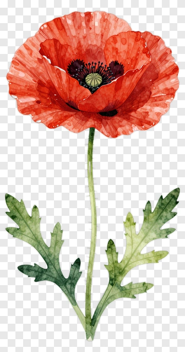 Red Poppy Flower Watercolor PNG