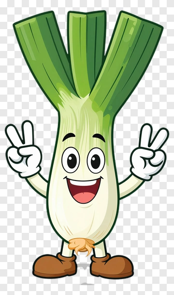 Happy Leek Cartoon Character PNG