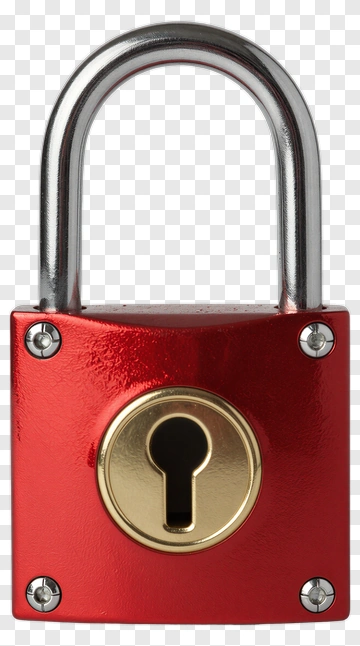 Red Padlock With Gold Keyhole PNG