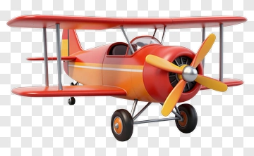 Red And Orange Biplane Toy PNG