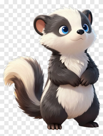 Cute Skunk Cartoon Character PNG