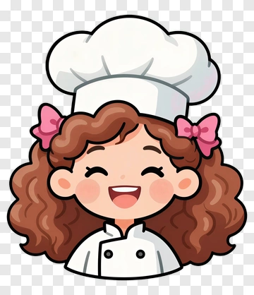 Happy Chef Girl With Pink Bows PNG
