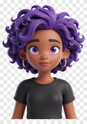 Cartoon Character With Purple Hair PNG