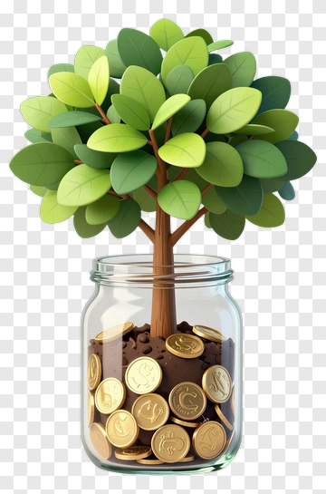 Money Tree In Glass Jar PNG