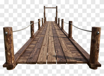 Wooden Bridge With Rope Railings PNG