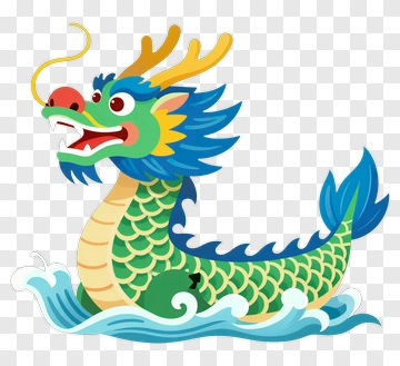 Chinese Dragon In Waves PNG
