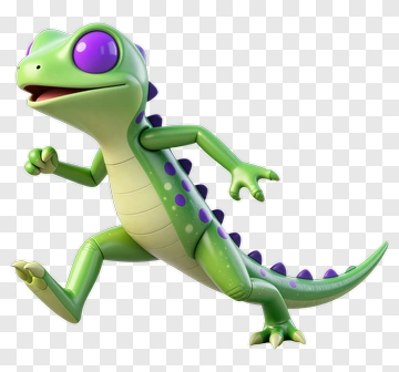 Playful Green Lizard Running PNG