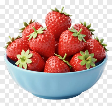 Fresh Strawberries In A Blue Bowl PNG
