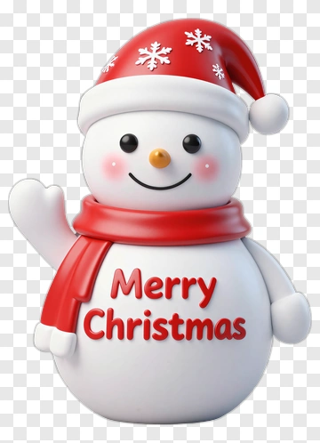 Snowman With Santa Hat And Scarf PNG