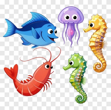 Cartoon Sea Creatures PNG
