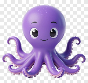 Cute Purple Octopus PNG