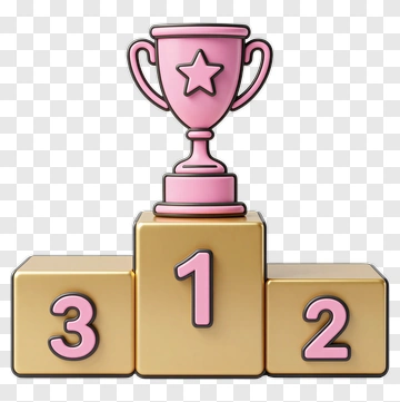 Pink Trophy On Gold Podium PNG